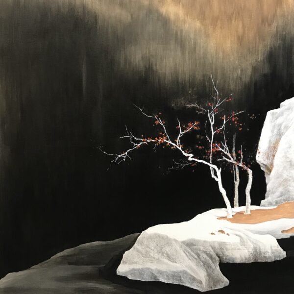 Autumn's Whisper on Icy Rocks: Solitude and Vitality in Contemplative Silence