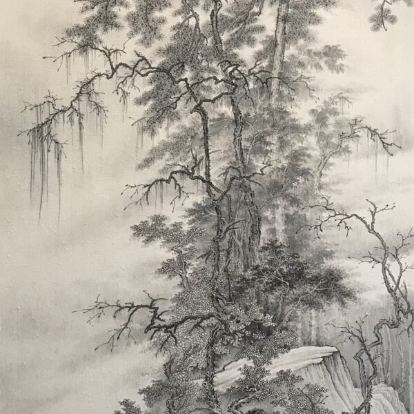 Whispers of the Mountain: Carefree Wanderer Among Ancient Pines and Ethereal Mist